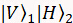 Quantum entanglement concept; kets |V⟩ and |H⟩ notation; quantum mechanics equation.