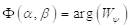 Waveform phase analysis equation: Φ(α, β) = arg(Wψ), mathematical formula for research study.