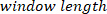 text "window length" in mathematical formatting