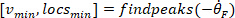 Mathematical formula parsing peaks in data; function shows findpeaks in signal analysis.