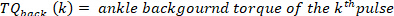 ankle torque equation TQback(k) formula for pulse analysis