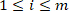 Equation symbol for index range 1 ≤ i ≤ m, relevant in mathematical analysis.