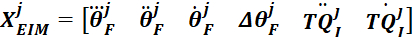 Equation showing angular motion variables for dynamic equilibrium analysis in mechanical systems.