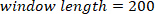 Equation: window length = 200; relevant for spectral data analysis; applies in optical studies.