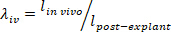 <lambda ratio equation for in vivo vs post-explant comparison; mathematical formula; research context>