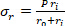 Stress formula, σr=prᵢ/(r₀+rᵢ), involved in material mechanics calculations, equation image.