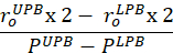 Equation of ratio calculation; mathematical formula with variables and subscripts.