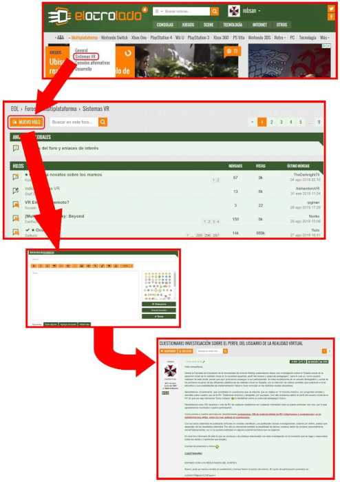 Forum navigation process, illustrating message threads and post details in a user interface flow.