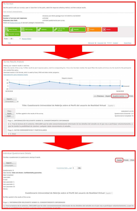 Survey result analysis, data chart, questionnaire details, virtual reality user profile study.
