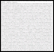 DNA base sequence visualization, static text format, genetic research, nucleotides A-T-C-G.