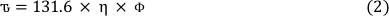 Static equilibrium equation τ=131.6×η×Φ; scientific research formula; educational use.