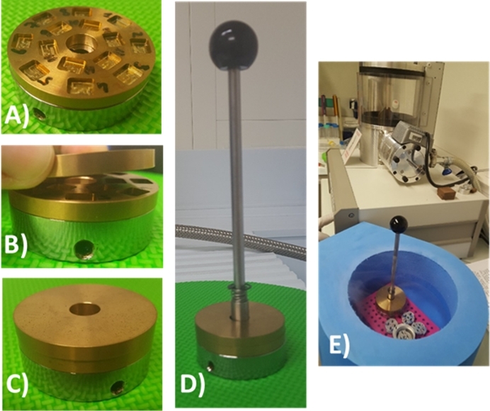 figure-results-6 Cold stage apparatus components and setup for cryogenic material testing in a laboratory experiment.