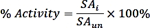 figure-protocol-3 % Activity equation, SA_i/SA_unx100%, formula for activity percentage calculation.