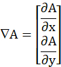 Gradient of scalar field formula, vector calculus equation, partial derivatives, educational concept.