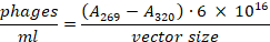 Phage concentration formula; calculation of concentration using absorption at 269 nm and 320 nm.