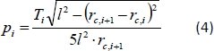 figure-protocol-5 Static equilibrium equation \(p_i = \frac{T_i \sqrt{l^2-(r_{c,i+1}-r_{c,i})^2}}{5l^2\cdot r_{c,i+1}}\).