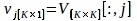 Matrix equation V_j[Kx1]=V[KxK][:,j], linear algebra concept, equation diagram.
