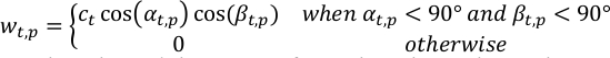 figure-protocol-5 Static equilibrium equation diagram, mathematical formula wt,p = ct cos(αt,p) cos(βt,p) conditions.