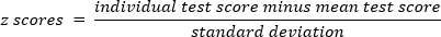 Z-score calculation formula, equation for standard score in statistical analysis.