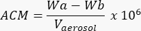 figure-protocol-11 ACM formula for aerosol concentration; equation used in atmospheric chemistry analysis.