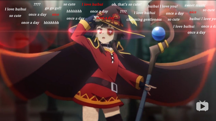 Anime character casting magic spell with dynamic text overlay; fantasy-themed visual.
