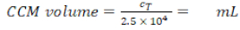CCM volume formula, equation calculation for concentration measurement in research analysis.