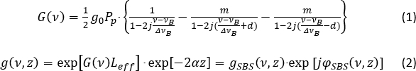Optical gain equations (G(v)) shown in formulas; relevant to spectroscopy analysis methods.