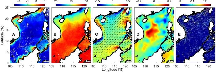 figure-results-4 Ocean temperature distribution maps showing variations, diagram of sea surface data analysis near Asia.
