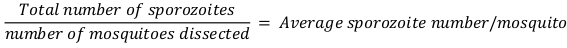 Sporozoite calculation equation, formula for average sporozoite number per mosquito, scientific analysis.
