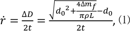 figure-protocol-1 Equation showing particle growth rate \( \dot{r} = \frac{\Delta D}{2t} \) in thermodynamic process.