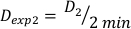Equation showing chemical reaction rate calculation, \(D_{exp2} = D_2/2 \text{ min}\).