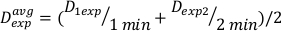 Average diffusion equation, \(D_{\text{avg}}^{\text{exp}}\), experimental diffusion measurement formula.