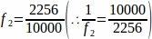 Расчет оптики, формула фокусного расстояния, схема, f2=2256/10000, 1/f2=10000/2256.
