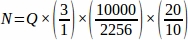 N=Q(3/1)(10000/2256)(20/10), формула расчета размера зерна, инженерный анализ.