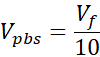 Equation for buffer volume; Vpbs = Vf/10; mathematical representation for dilution calculation.