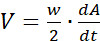 figure-protocol-1 Volume flow rate equation, V=w/2·dA/dt, formula, fluid dynamics analysis, educational diagram.