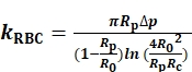 Static equilibrium equation for kRBC in fluid dynamics, showing variables and logarithmic terms.