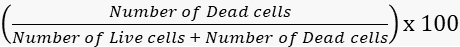 figure-protocol-2 Cell viability calculation formula; cell death percentage equation; scientific data analysis.
