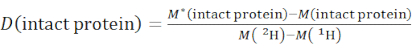Protein mass difference formula, intact protein deuterium/hydrogen ratio, analytical calculation.