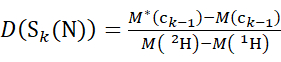 Static equilibrium equation, symbol D(Sk(N)), illustrating mass distribution in scientific analysis.