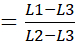 Equation showing ratio calculation: (L1-L3)/(L2-L3).