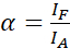 α as intensity ratio, symbol equation for fluorescence analysis.