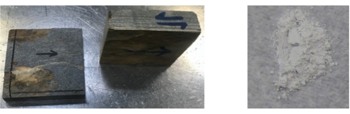 figure-results-1 Rocks undergo pressure-induced fracturing; visible arrows indicate stress direction; powder result.