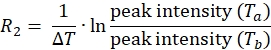 figure-protocol-1 Thermodynamic analysis equation for peak intensity ratio; formula illustrating R2 calculation.