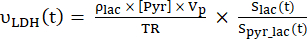 LDH enzyme reaction rate equation; formula for lactate and pyruvate conversion analysis.