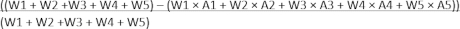 Weighted average formula, equation shown; calculation method, statistical analysis, educational use.