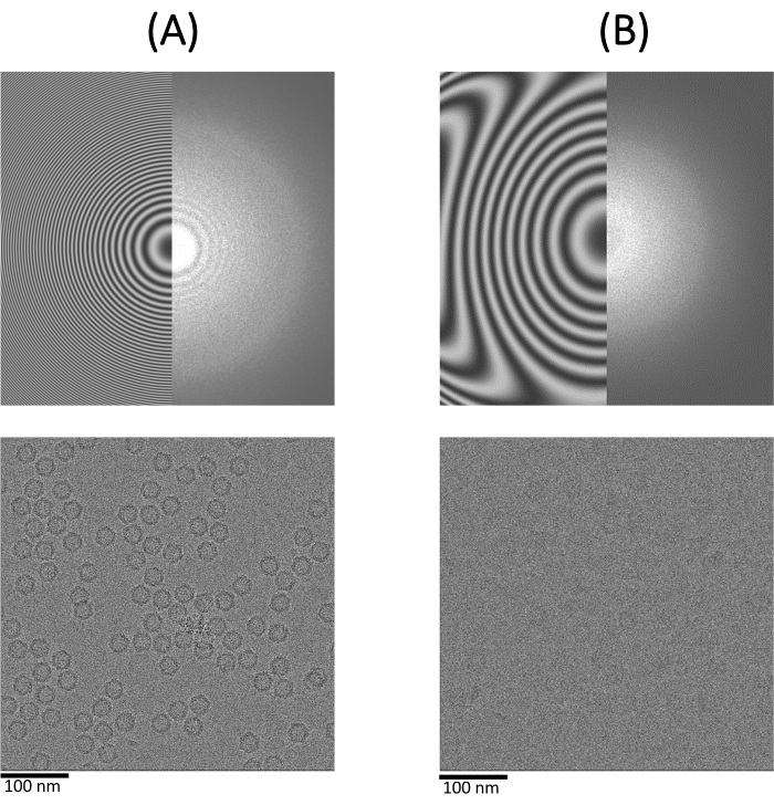 figure-results-2 Electron microscopy and wave pattern analysis, with 100 nm scale, experimental comparison.