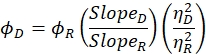 fluorescence quantum yield equation, diagram with slope and viscosity parameters for photonic analysis