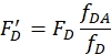 Fluorescence quenching equation: F'D=FD(fDA/fD) in photochemical process analysis.
