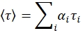 Static equilibrium formula, ⟨τ⟩=Σaiτi, equation, used in physics or chemistry analysis.